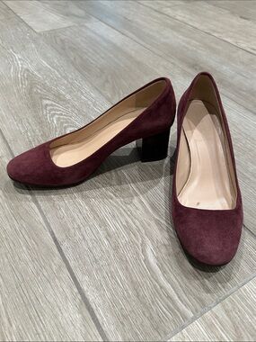 J. Crew Burgundy Suede Block Heel Pumps